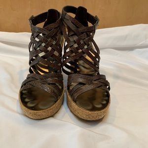 Tory Burch Platform Wedge Huarache Sandals Size 10